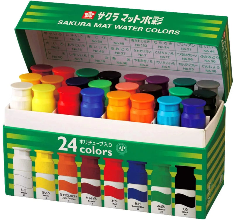 SAKURA MAT WATER COLOUR SET 24 x 12 ML