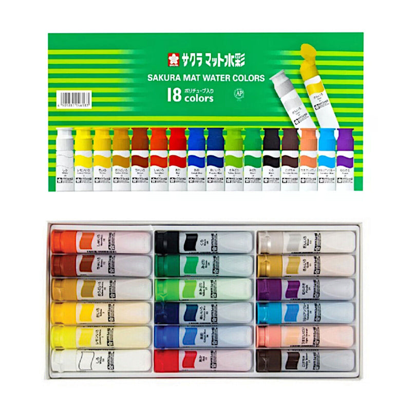 SAKURA MAT WATER COLOUR SET 18 x 12 ML