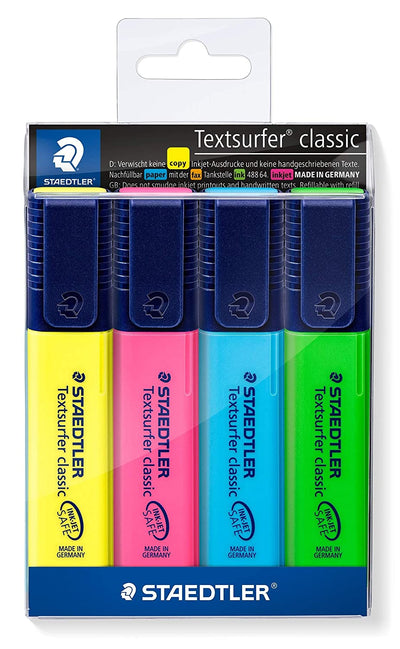 STAEDTLER TEXTSURFER CLASSIC HIGHLIGHTER PENS SET OF 4 (364WP4)