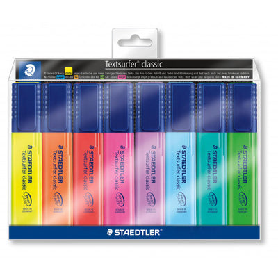 STAEDTLER TEXTSURFER CLASSIC HIGHLIGHTER PENS SET OF 8 (364WP8)