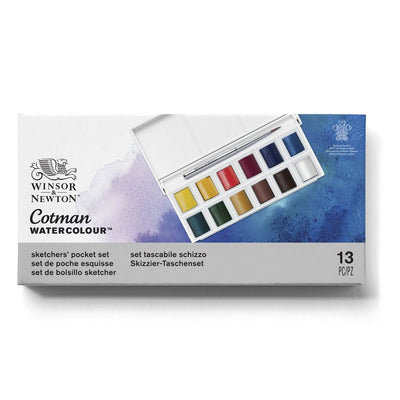 WINSOR & NEWTON COTMAN WATER COLOUR PAN POCKET 1/2 PANS SET OF 12 (0390640)