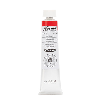 SCHMINCKE NORMA PROFESSIONAL OIL COLOUR 120 ML SR 1 POPPY RED (304)