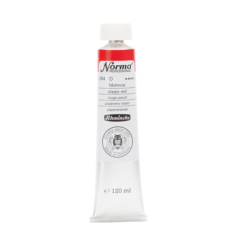 SCHMINCKE NORMA PROFESSIONAL OIL COLOUR 120 ML SR 1 POPPY RED (304)