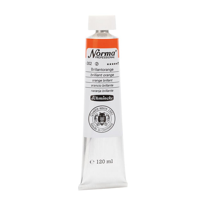 SCHMINCKE NORMA PROFESSIONAL OIL COLOUR 120 ML SR 2 BRILLIANT ORANGE (302)