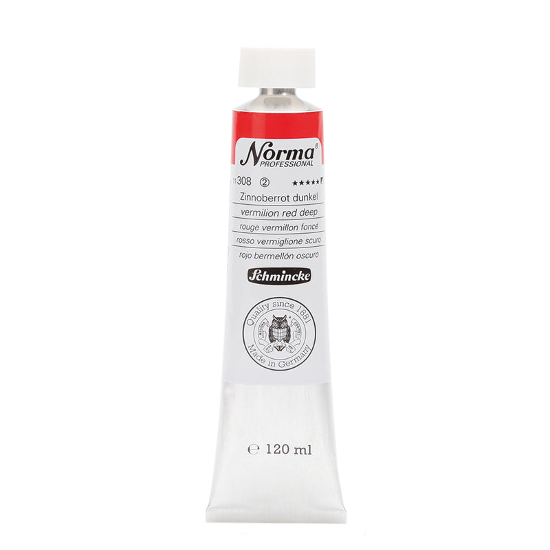 SCHMINCKE NORMA PROFESSIONAL OIL COLOUR 120 ML SR 2 VERMILION RED DEEP (308)