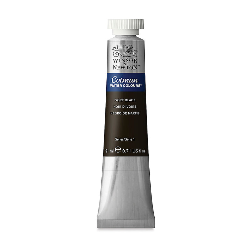 WINSOR & NEWTON COTMAN WATER COLOUR TUBE 21 ML SR  1 IVORY BLACK (331)