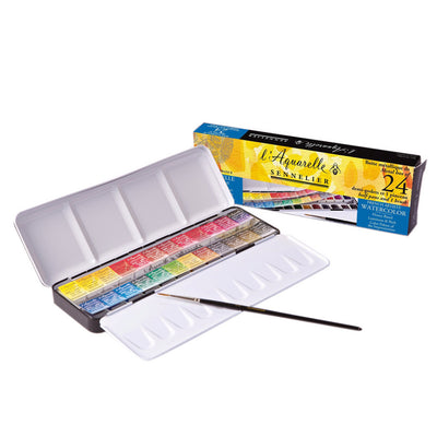 SENNELIER AQUARELLE HALF PAN 1/2  SET OF 24 (N131606)