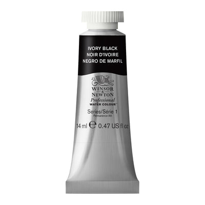 WINSOR & NEWTON PROFESSIONAL WATER COLOUR TUBE 14 ML SR  1 IVORY BLACK (331)