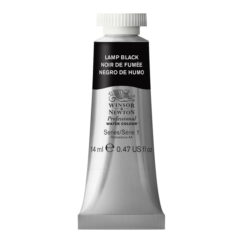 WINSOR & NEWTON PROFESSIONAL WATER COLOUR TUBE 14 ML SR  1 LAMP BLACK (337)