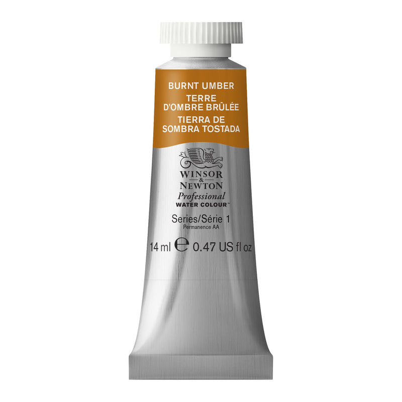 WINSOR & NEWTON PROFESSIONAL WATER COLOUR TUBE 14 ML SR  1 BURNT UMBER (076)