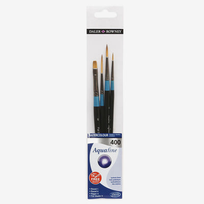 DALER & ROWNEY AQUAFINE SYNTHETIC HAIR BRUSH 400 SET OF 4