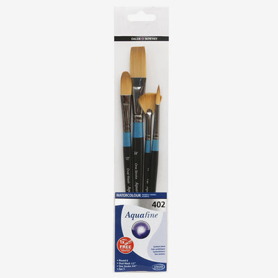 DALER & ROWNEY AQUAFINE SYNTHETIC HAIR BRUSH 402 SET OF 4