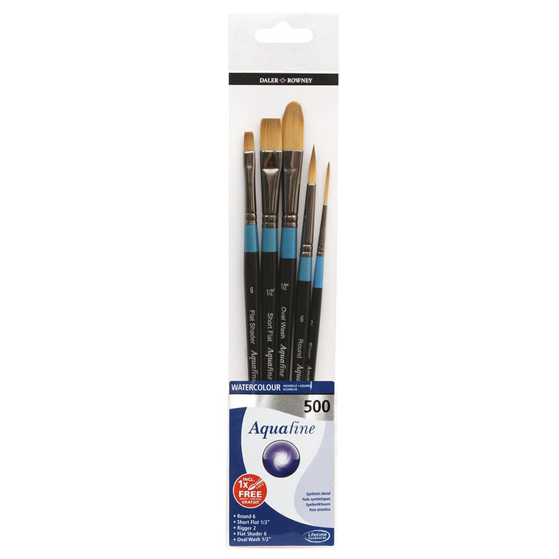 DALER & ROWNEY AQUAFINE SYNTHETIC HAIR BRUSH 500 SET OF 5