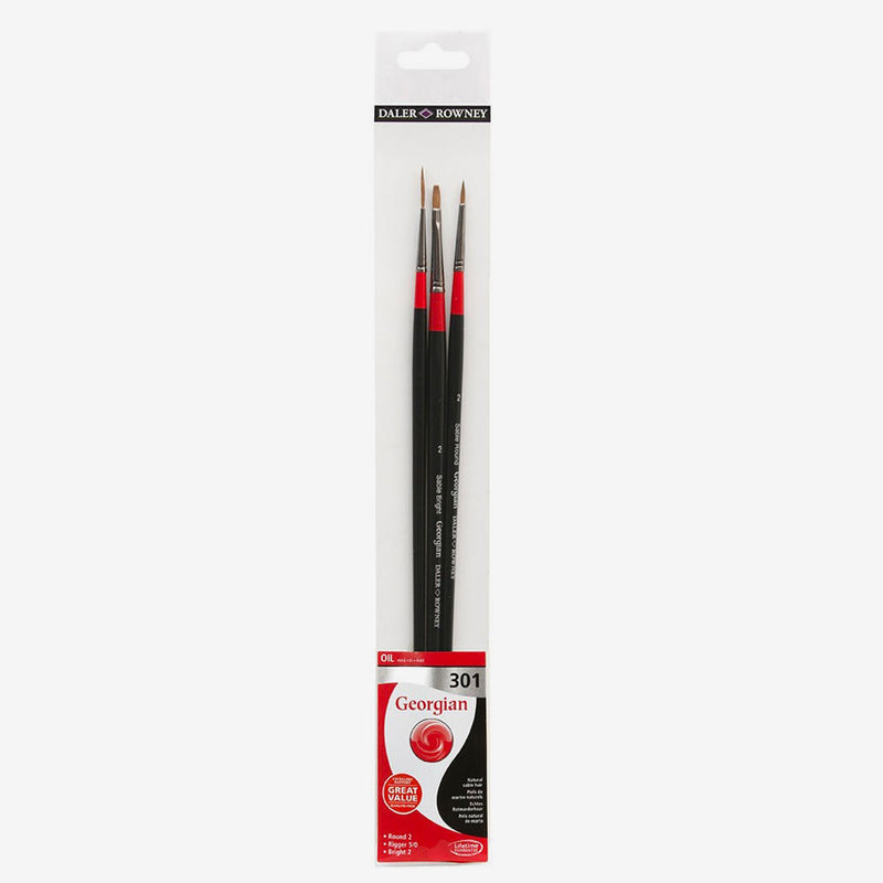 DALER & ROWNEY GEORGIAN HOG HAIR BRUSH 301 SET OF 3