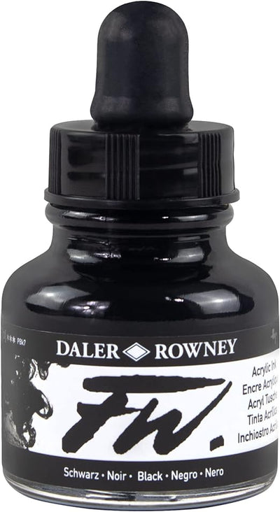 DALER & ROWNEY FW ACRYLIC INK 29.5 ML BLACK INDIA 160029028