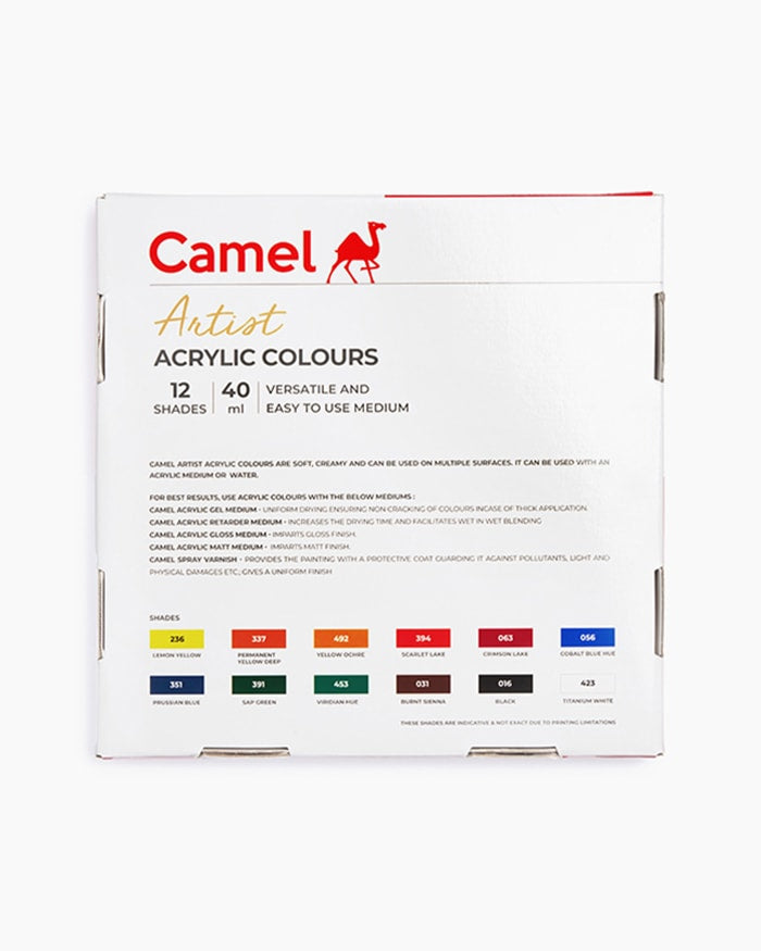 CAMEL ARTIST ACRYLIC COLOUR SET 12 X 40 ML (0815725)