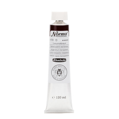 SCHMINCKE NORMA PROFESSIONAL OIL COLOUR 120 ML SR 1 TRANSLUCENT RED BROWN (618)