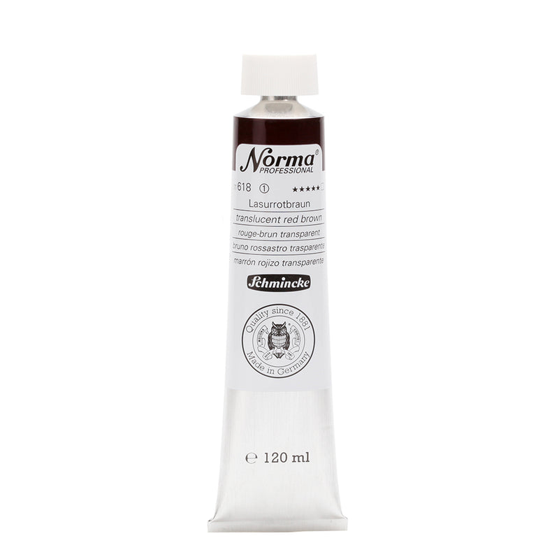 SCHMINCKE NORMA PROFESSIONAL OIL COLOUR 120 ML SR 1 TRANSLUCENT RED BROWN (618)