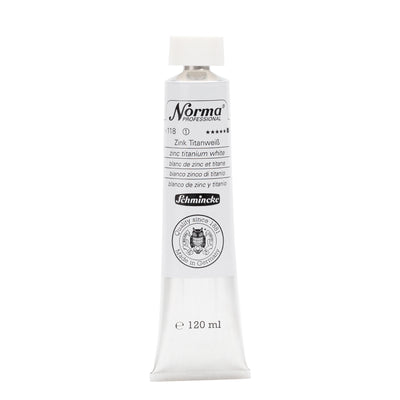 SCHMINCKE NORMA PROFESSIONAL OIL COLOUR 120 ML SR 1 ZINC TITANIUM WHITE (118)