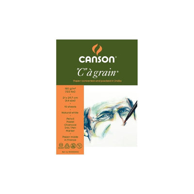 CANSON "C"A GRAIN DRAWING PAPER 180 GSM 10 SHEETS A4