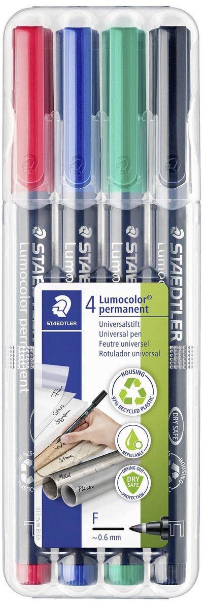 STAEDTLER LUMOCOLOR FINE PERMANENT MARKER SET OF 4 (318WP4)