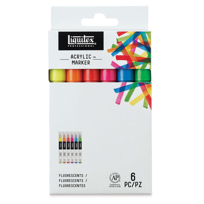 LIQUITEX ACRYLIC PAINT MARKERS FLUORESCENT SET OF 6  (2 MM) (4690006)