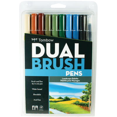 TOMBOW DUAL WATER COLOUR BRUSH PEN LANDSCAPE SET OF 10 (ABT-10C LA)