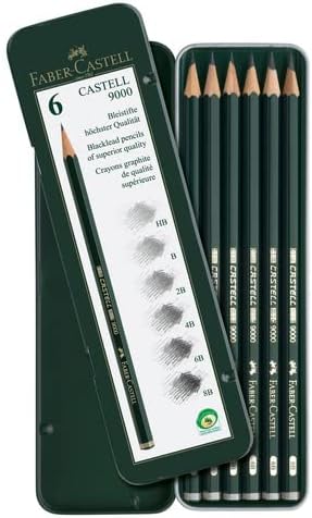 FABERCASTELL GRAPHITE PENCIL 9000 TIN SET OF 6 (119063)