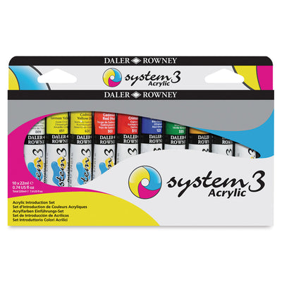 DALER & ROWNEY SYSTEM 3 ACRYLIC COLOUR SET 10 X 22 ML