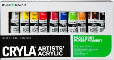 DALER & ROWNEY CRYLA ACRYLIC COLOUR SET 10 X 22 ML