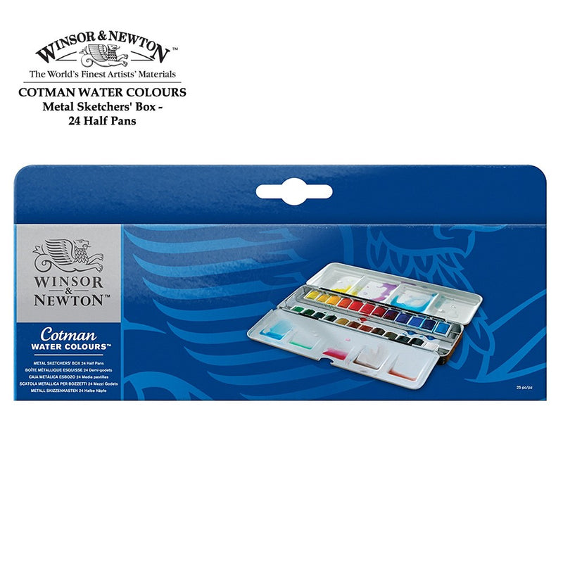 WINSOR & NEWTON COTMAN WATER COLOUR PAN POCKET 1/2 PANS SET OF 24 (0390645)