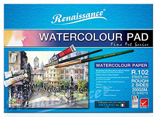 RENAISSANCE WATER COLOUR PAD R-102 15 SHEETS 200 GSM 11" x 15" (104597)