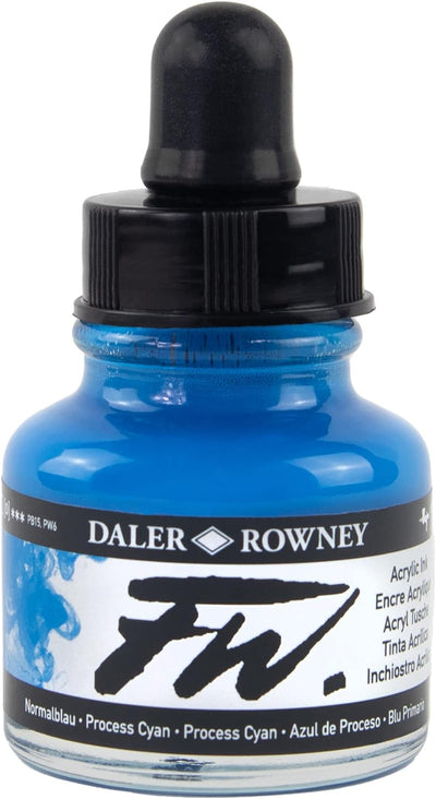 DALER & ROWNEY FW ACRYLIC INK 29.5 ML PROCESS CYAN 160029120
