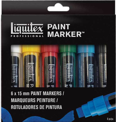 LIQUITEX ACRYLIC PAINT MARKERS VIBRANT SET OF 6 (15 MM) (3699246)