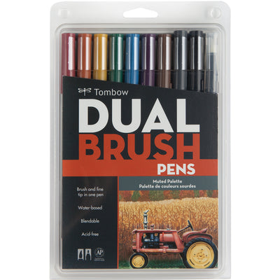 TOMBOW DUAL WATER COLOUR BRUSH PEN MUTED SET OF 10 (ATB-10C MU)