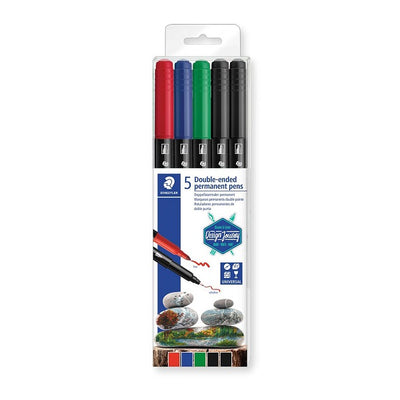 STAEDTLER TWIN TIP DUAL PERMANENT MARKER SET OF 5 (3187 TB5)