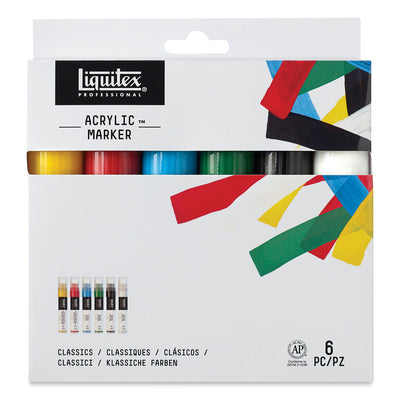 LIQUITEX ACRYLIC PAINT MARKERS BASIC SET OF 6 (15 MM) (469001)