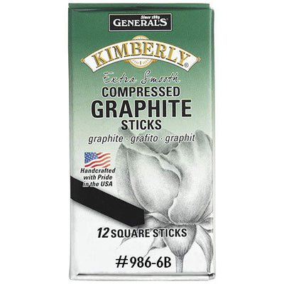 GENERAL COMPRESSED RECTANGLE GRAPHITE STICK 6B (986-6B)-PACK OF 12