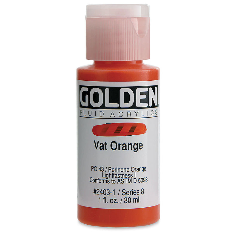 GOLDEN FLUID ACRYLIC 30 ML SR 8 VAT ORANGE 0002403-1