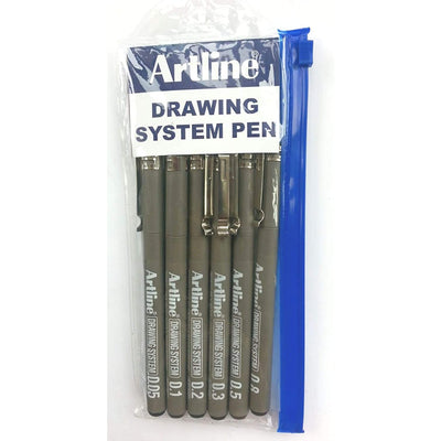 ARTLINE DRAWING PEN BLACK SET OF 6 (10256)