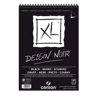 CANSON XL BLACK ALBUMS SPIRAL DEEP BLACK 40 SHEETS 150 GSM A4 (400039086)