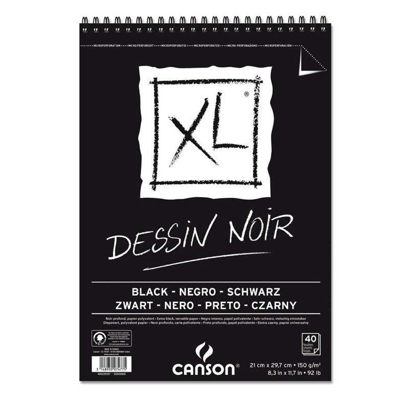 CANSON XL BLACK ALBUMS SPIRAL DEEP BLACK 40 SHEETS 150 GSM A4 (400039086)