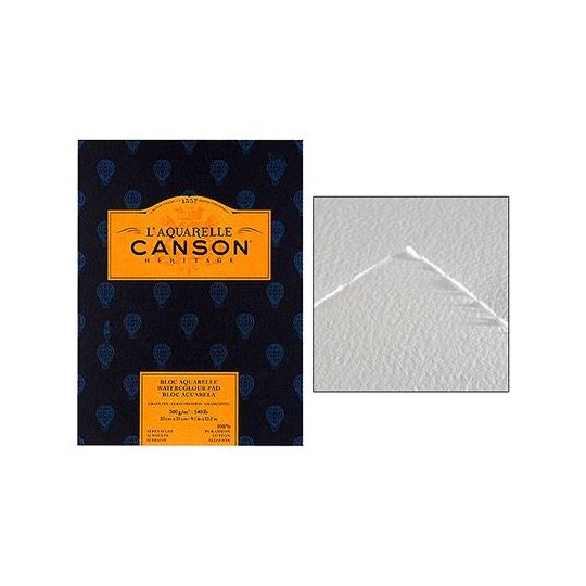 CANSON HERITAGE WATER COLOUR BLOCKS 20 SHEETS 4SG COLD PRESSED 300 GSM 100% COTTON 23 x 31 CM (100720016)