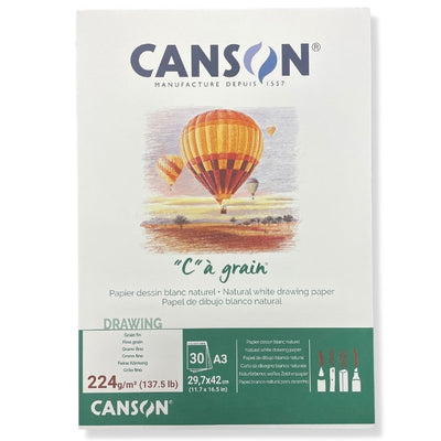 CANSON "C"A GRAIN DRAWING PAD 1SG 224 GSM A3