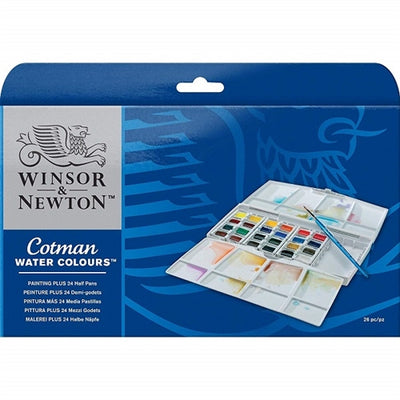 WINSOR & NEWTON COTMAN WATER COLOUR PAN 1/2 PANS SET OF 24 (0390376)