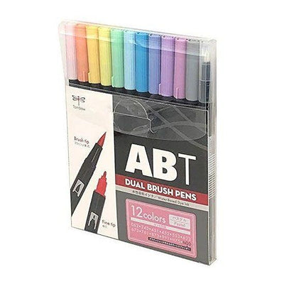 TOMBOW DUAL WATER COLOUR BRUSH PEN PASTEL SET OF 12 (ATB-12C PA)