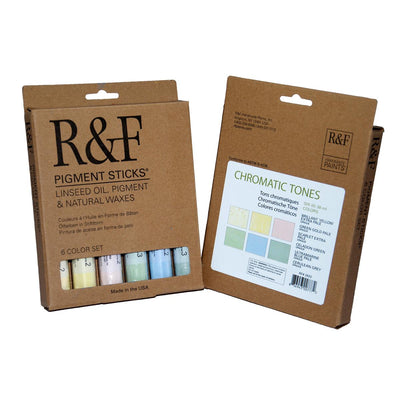 R&F PIGMENT OIL PAINT STICKS SET OF 6PC 38ML CHROMATIC TONES 38ML (RF#2820)
