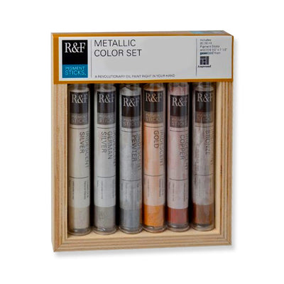 R&F PIGMENT OIL PAINT STICKS SET OF 6PC 38ML METALLIC (RF#2920)
