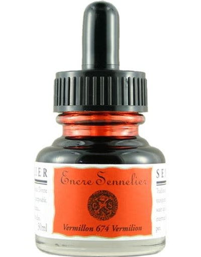 SENNELIER SHELLAC INK VERMILION 30 ML (674)