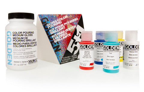 GOLDEN ACRYLIC MEDIUM GLOSS COLOUR POURING KIT